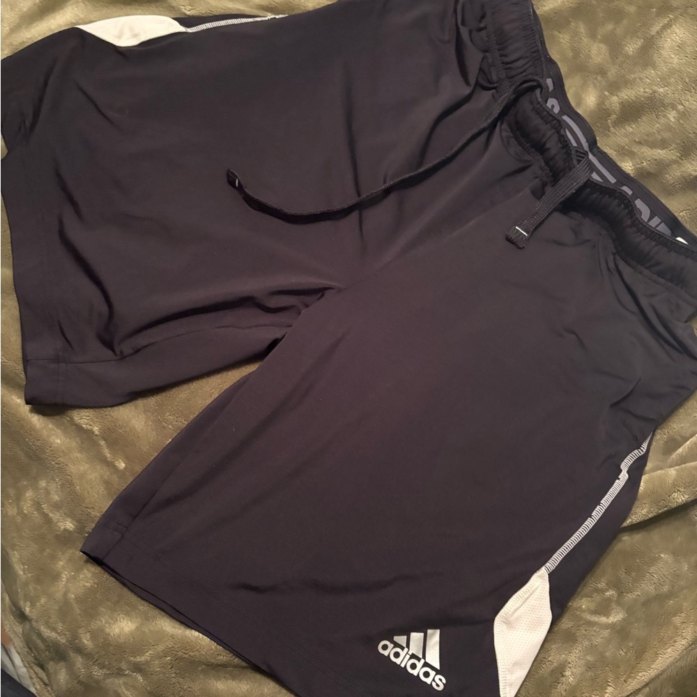 Adidas Men's Black and White Shorts